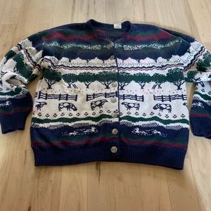 Vintage Northern Reflection Cottagecore Grandma Cow/Duck Cardigan Sweater-M-Read